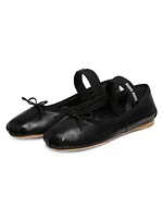 Logo Leather Ballet Flats