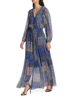 Bobbi Printed Button-Front Maxi Dress