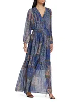 Bobbi Printed Button-Front Maxi Dress