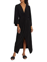 Samra Draped Wrap-Effect Midi-Dress