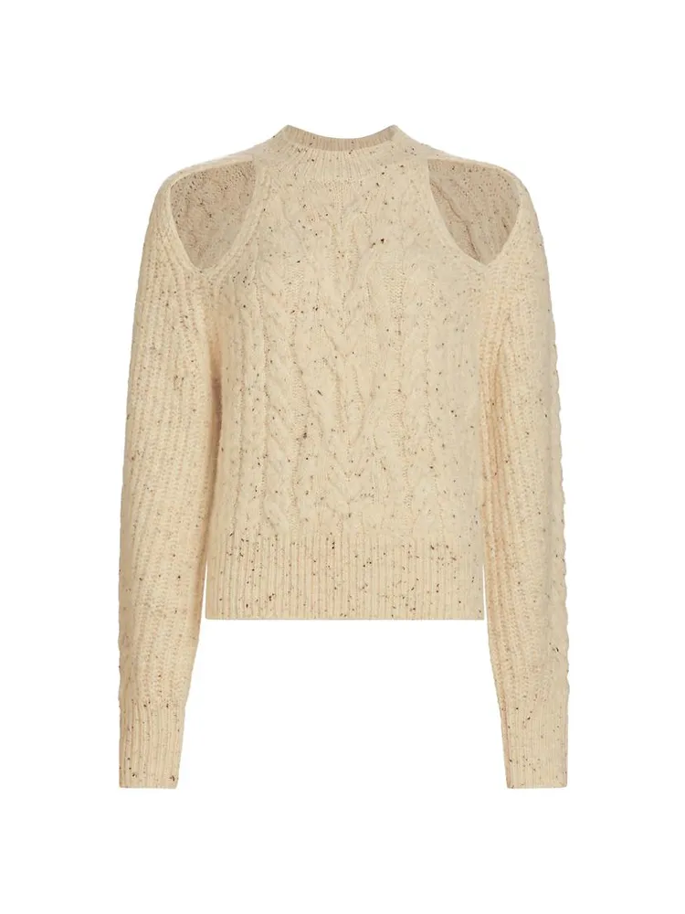 Natalie Cable-Knit Cold-Shoulder Sweater