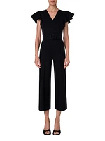 Jersey Tie-Waist V-Neck Jumpsuit