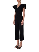 Jersey Tie-Waist V-Neck Jumpsuit