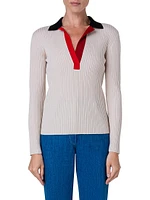 Colorblocked Virgin Wool Pullover Sweater