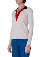 Colorblocked Virgin Wool Pullover Sweater