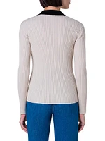 Colorblocked Virgin Wool Pullover Sweater