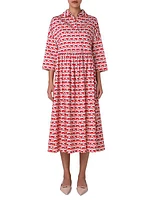 Dot Cotton Satin Shirtdress