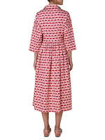 Dot Cotton Satin Shirtdress