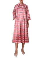 Dot Cotton Satin Shirtdress