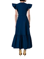 Belted A-Line Midi-Dress