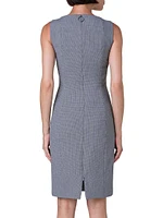 Houndstooth Sleeveless Shift Midi-Dress