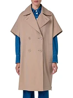 Cotton Double-Breasted Cape Coat