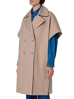 Cotton Double-Breasted Cape Coat