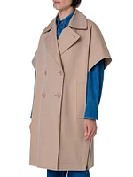 Cotton Double-Breasted Cape Coat