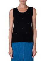 Flamingo Dot Virgin Wool Knit Vest