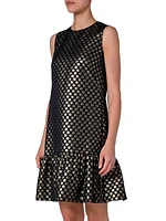 Metallic Polka Dot Jacquard Shift Dress