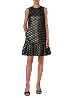 Metallic Polka Dot Jacquard Shift Dress