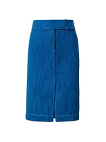 Washed Denim Midi-Skirt