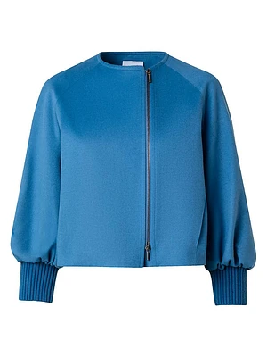 Wool-Blend Crop Bomber Jacket