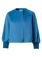 Wool-Blend Crop Bomber Jacket