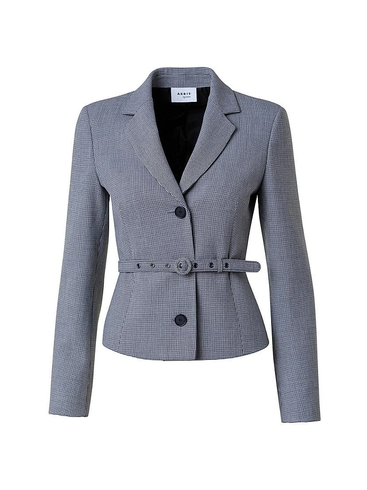 Houndstooth Belted Blazer