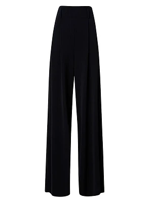 Wide-Leg Wool Gabardine Pants