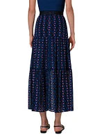 Printed Georgette Tiered Maxi-Skirt