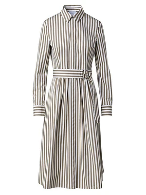 Striped Cotton Tie-Waist Shirtdress