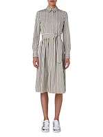 Striped Cotton Tie-Waist Shirtdress