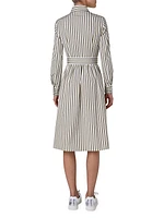 Striped Cotton Tie-Waist Shirtdress