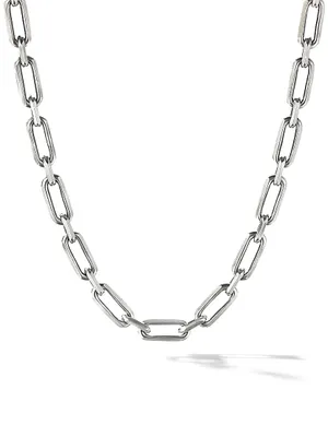 Sterling Silver Elongated Open Link Chain Necklace