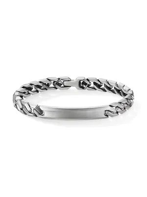 Chain Sterling Silver Angular Curb Link ID Bracelet