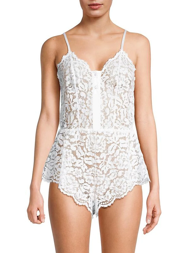 Magnolia Semi-Sheer Lace Teddy