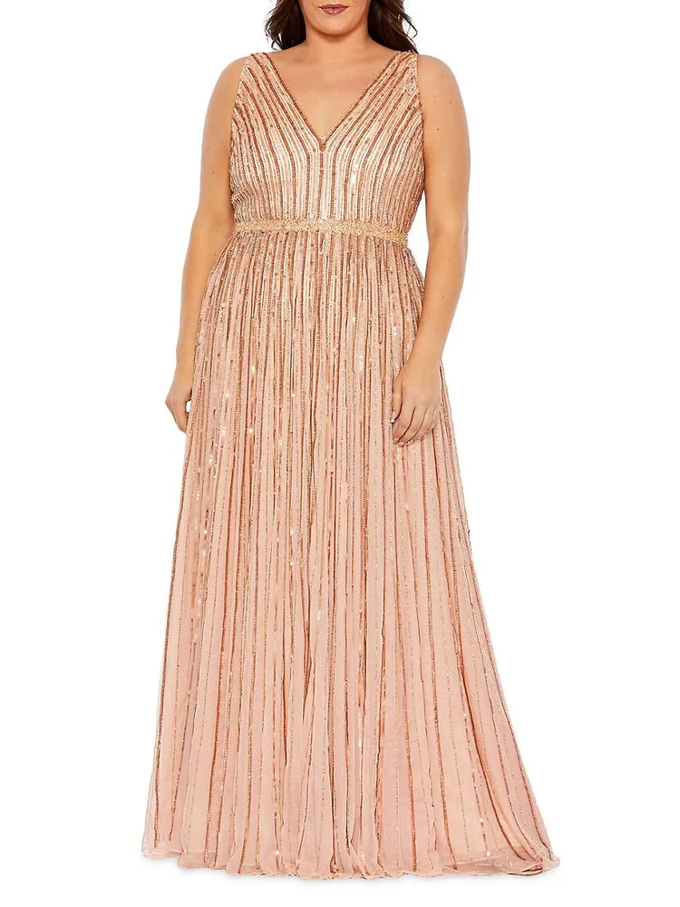 Plus Embellished V-Neck Gown