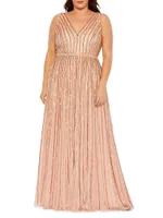 Plus Embellished V-Neck Gown