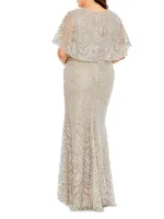 Embellished Capelet Gown