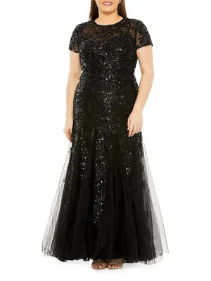 Plus Fabulouss Sequin Tulle Gown