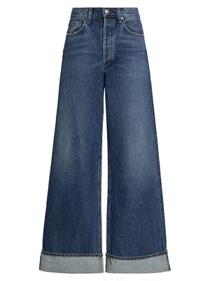 Dame Wide-Leg Cuffed Jeans