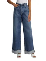 Dame Wide-Leg Cuffed Jeans