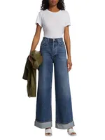 Dame Wide-Leg Cuffed Jeans