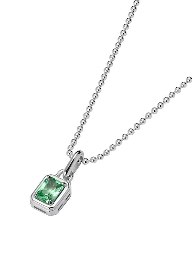 Sterling Silver & Cubic Zirconia Mini Solitaire Pendant Necklace