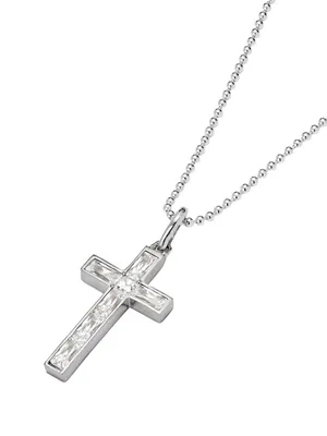 Sterling Silver & Cubic Zirconia Cross Pendant Necklace