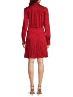 Jacquard Pleated Mini-Shirtdress