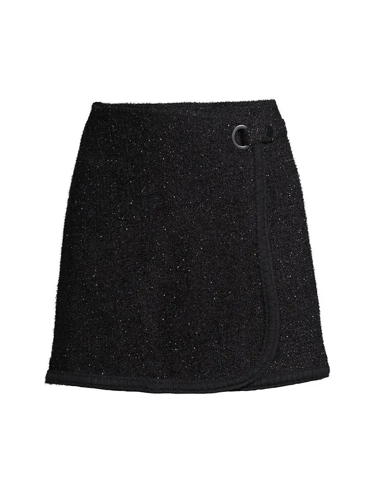 Shimmer Tweed Wrap Miniskirt