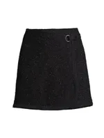 Shimmer Tweed Wrap Miniskirt