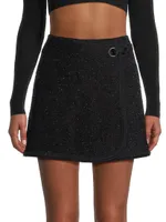 Shimmer Tweed Wrap Miniskirt