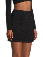 Shimmer Tweed Wrap Miniskirt