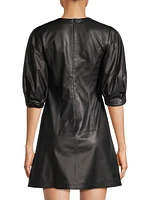 Leather Puff-Sleeve Minidress