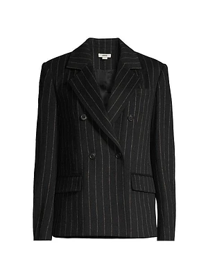 Wool-Blend Double-Breasted Pinstripe Blazer