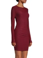 Sheer Jersey Long-Sleeve Minidress